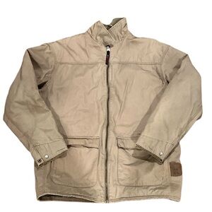 Riggs Workwear By Wrangler Mens Khaki Canvas Sherpa Lined Chore Jacket Size L